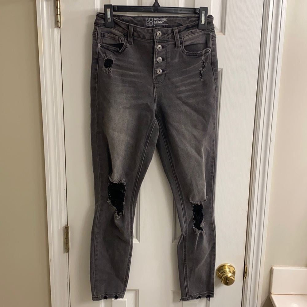 Black washed ripped skinny jeans